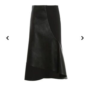 Stella McCartney Skin Free Skin Black Vegan Leather Asymmetrical Midi Skirt 38